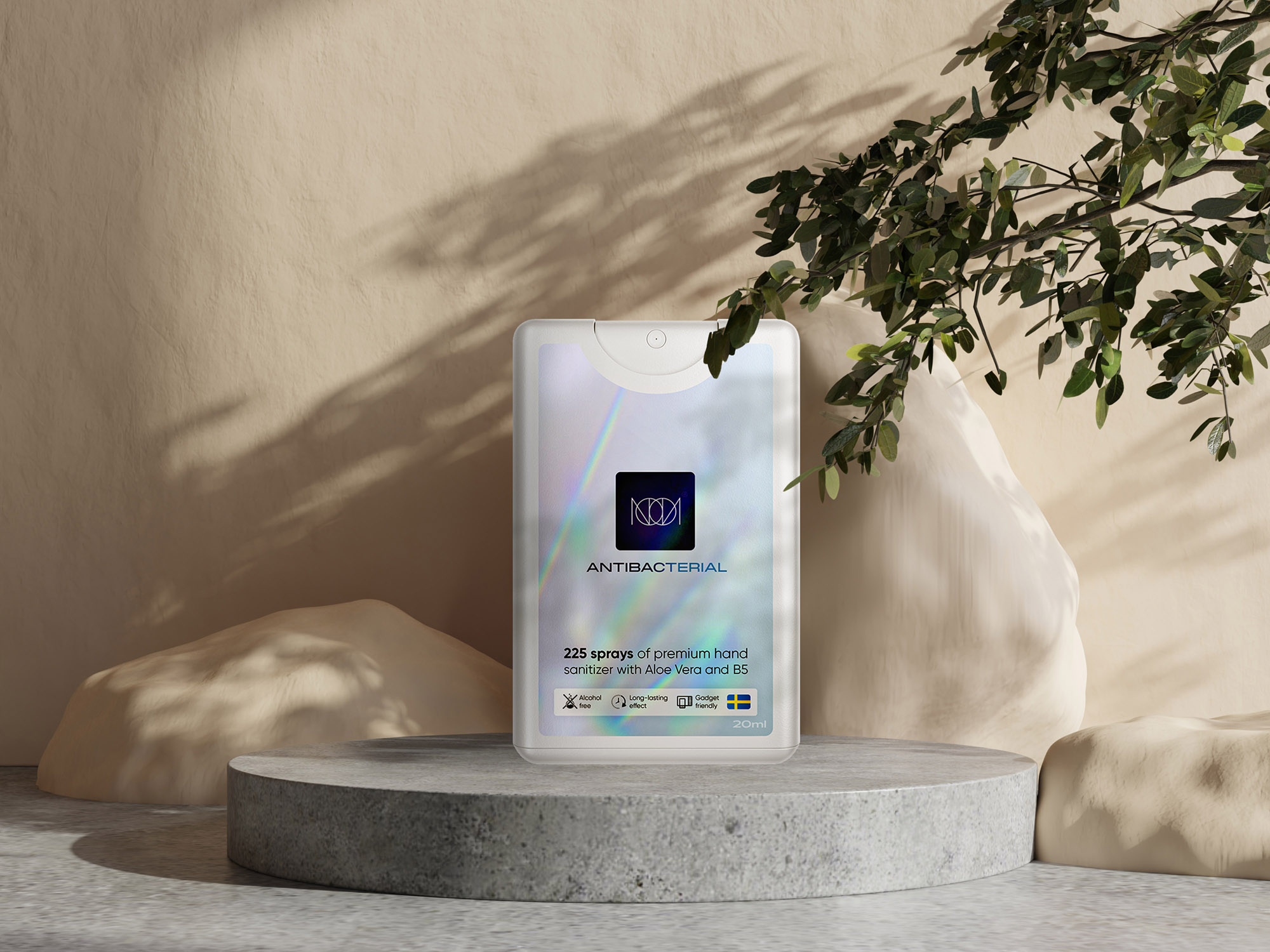 Mockup podium for product presentation,Cream color pastel background,concrete flooring,3d rendering